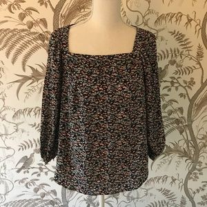 Printed flower square neck blouse!